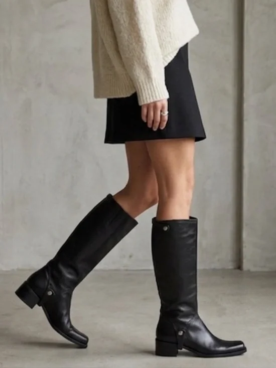 STUART WEITZMAN Heel Riding Moto Boots Knee High Size 5.5 - Picture 1 of 13